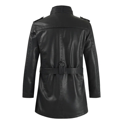 Elegant Long Leather Biker Jacket