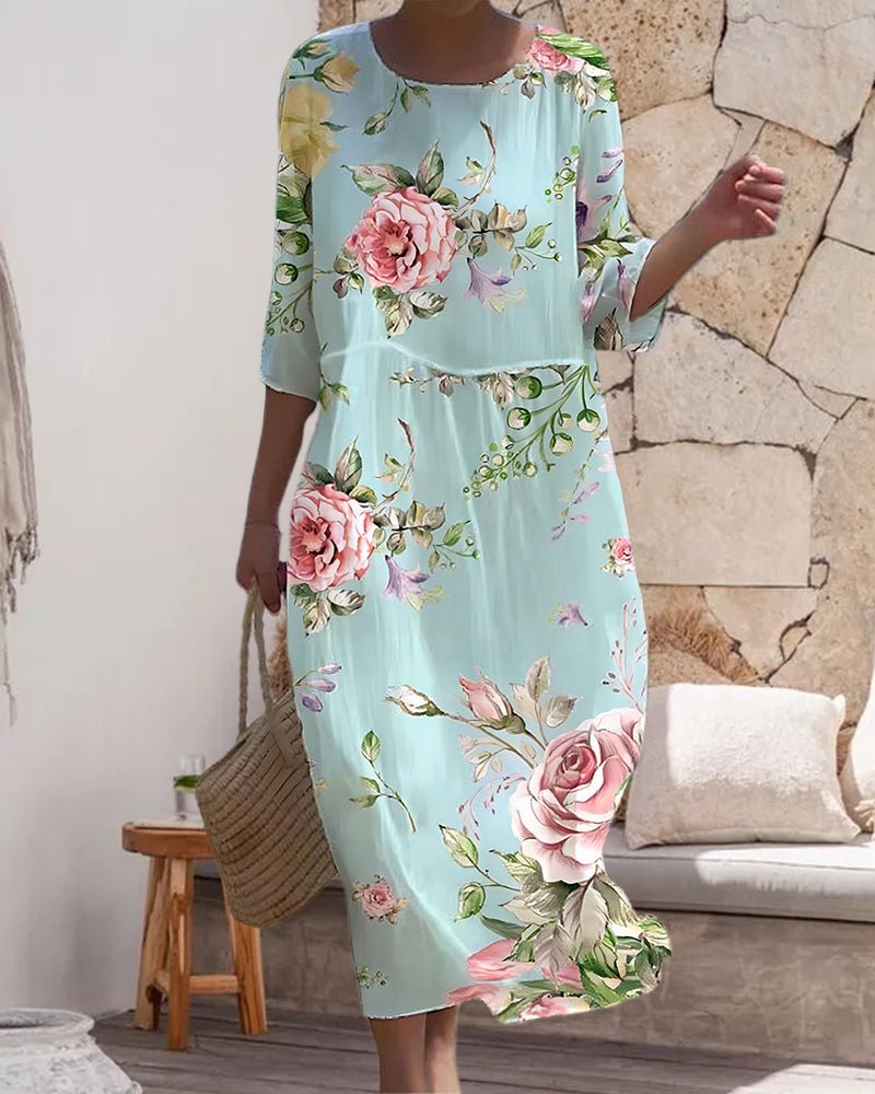 Maristella™ – Elegant Floral Print Maxi Dress