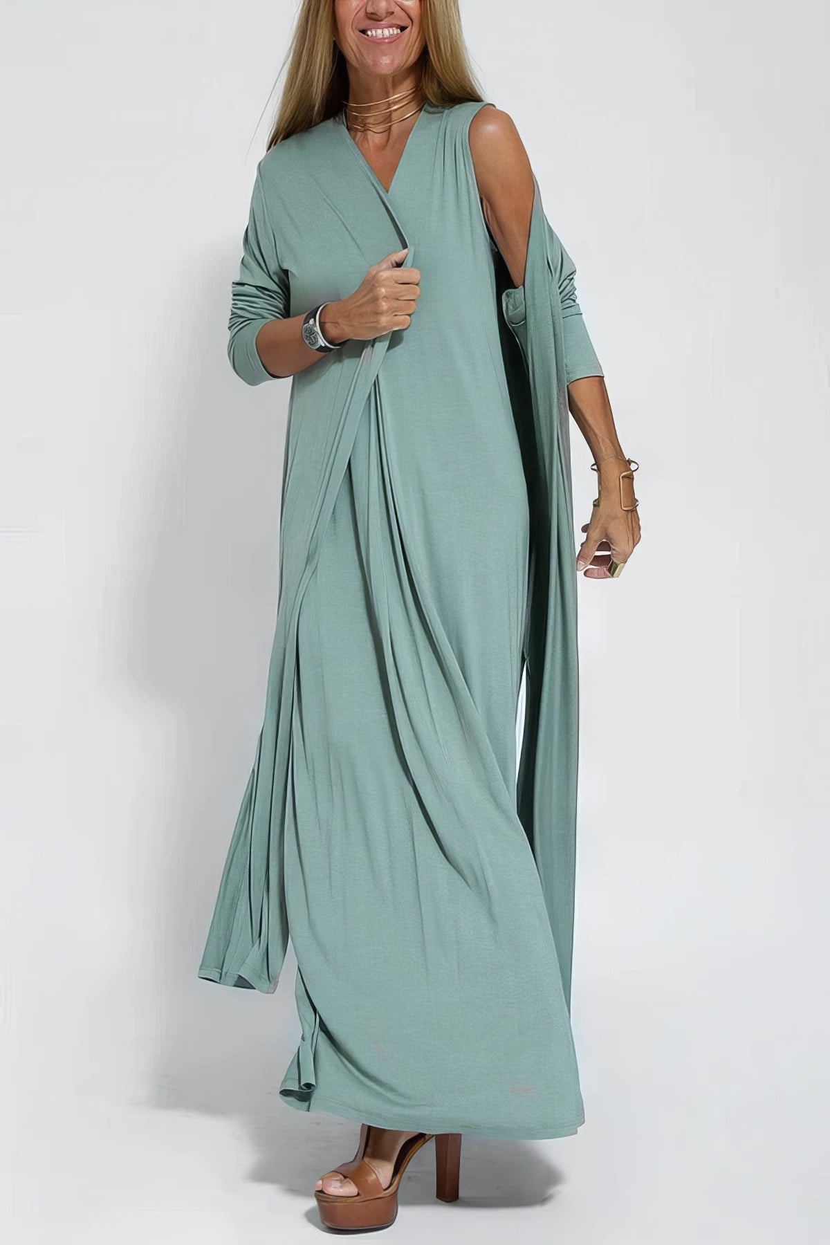Anja™ - Elegant Long dress + Matching Cardigan