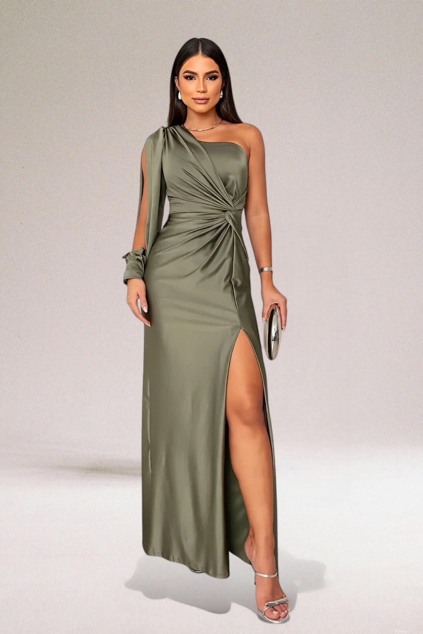 Athena™ - Asymmetrical Draped One-Shoulder Dress