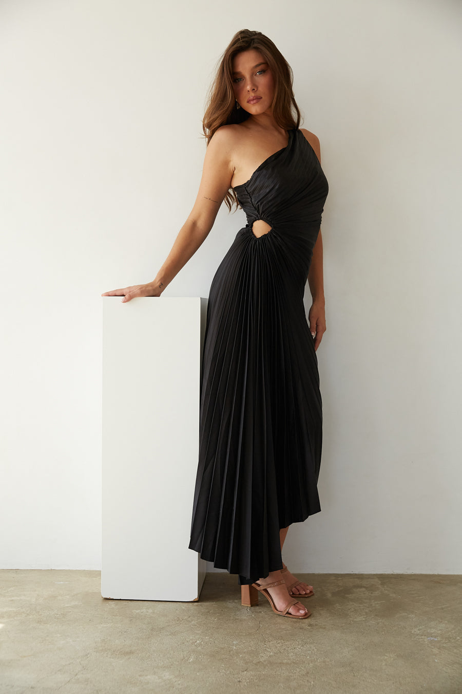 Kristina™ - Asymmetrical Pleated Midi Dress