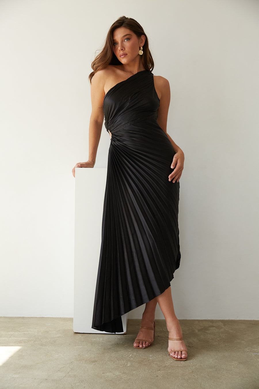 Kristina™ - Asymmetrical Pleated Midi Dress