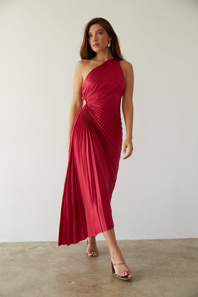 Kristina™ - Asymmetrical Pleated Midi Dress