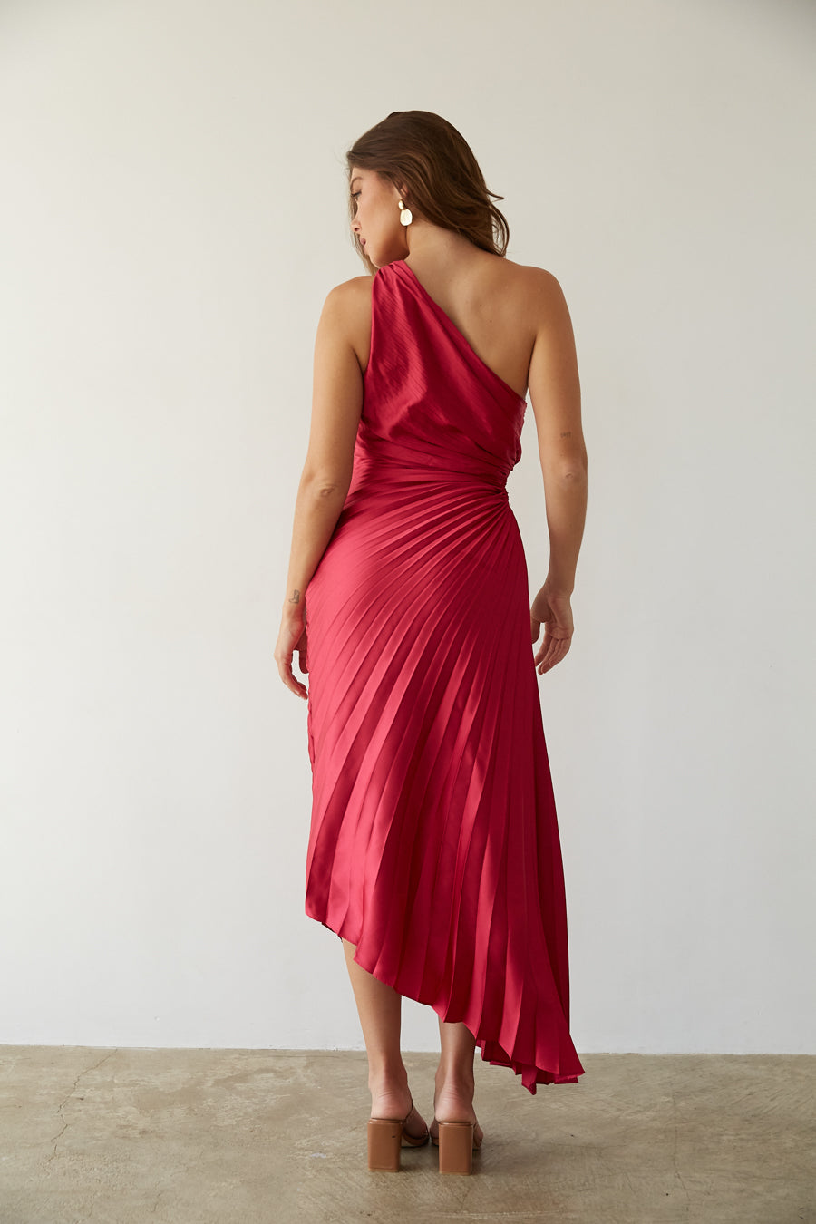 Kristina™ - Asymmetrical Pleated Midi Dress